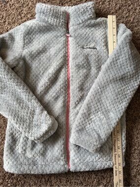 Columbia Light Gray Kids' Fleece Jacket with Pink Zipper